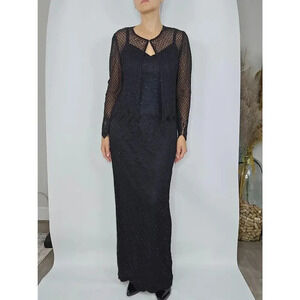 VTG Stenay Beaded Silk Evening Gown and Beaded Long Sleeve Blazer Top size 10/M